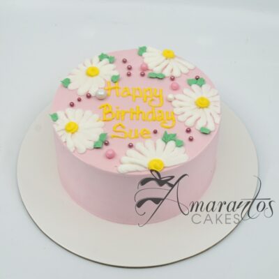 Small floral Birthday cake - AA49 - Amarantos Cakes
