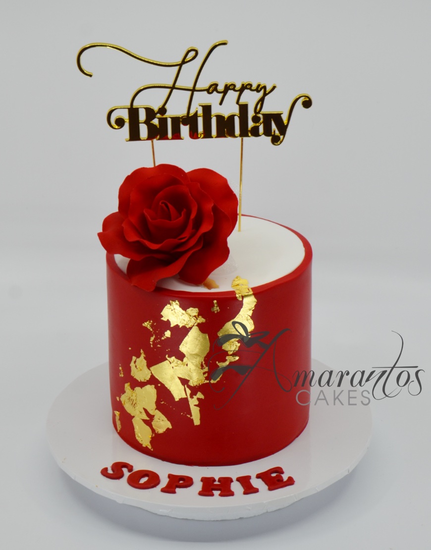 Red Rose on Black Marble Cake | Birthday Cake In Dubai | Cake Delivery –  Mister Baker