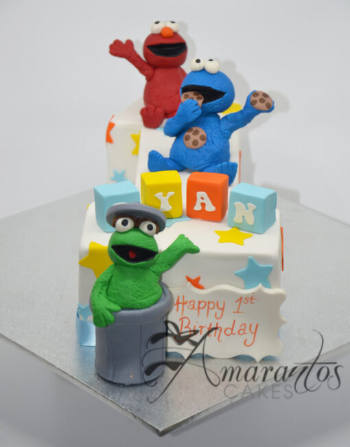 Number One with Sesame Street Cake - Amarantos Custom Made Cakes Melbourne