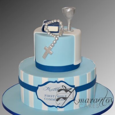 Two tier communion cake - Amarantos Cakes - AC286