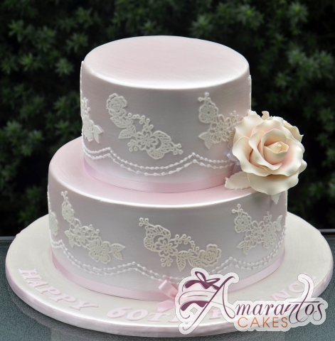 Two Tier with Lace Cake - Amarantos Birthday Cakes Melbourne