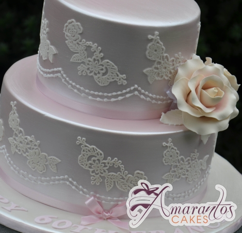 Two Tier with Lace Cake - Amarantos Designer Cakes Melbourne