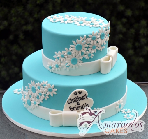 Two Tier with Daisies Cake - Amarantos Designer Cakes Melbourne