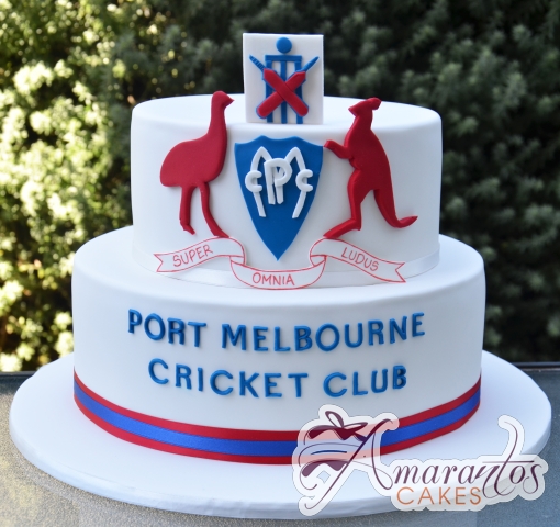 Two Tier Cake with Logo - Amarantos Designer Cakes Melbourne