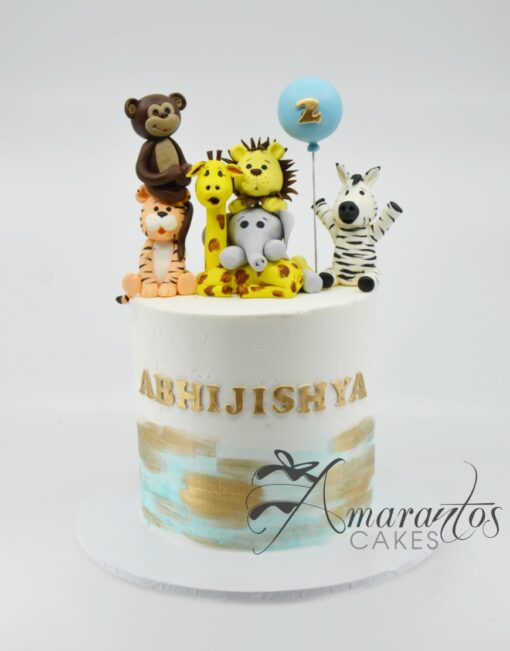 Two tier Cute Jungle Theme Cake - AC352