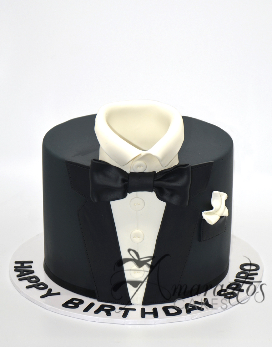 6″ Vanilla and Chocolate Tuxedo themed 30th birthday cake – Yaa's Baked  Goods Galore