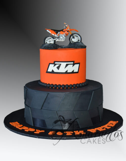 Two tier KTM Motorbike Cake - AC414