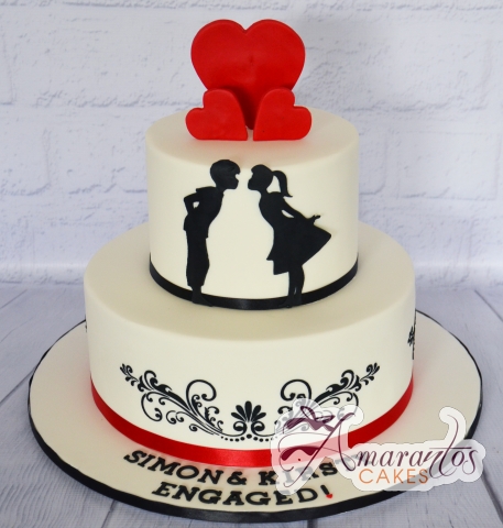 Two Tier Engagement Cake - Amarantos Designer Cakes Melbourne