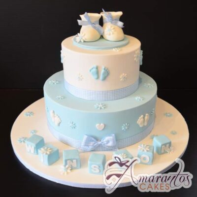 Two Tier Baby Booties Cake - Amarantos Designer Cakes Melbourne