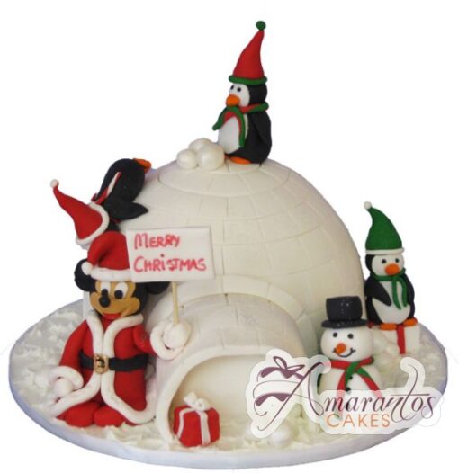 Mickey Mouse Igloo Christmas Cake - Amarantos Designer Cakes Melbourne
