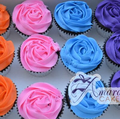 Multi-Coloured Rose Cupcakes - Amarantos Designer Cakes Melbourne