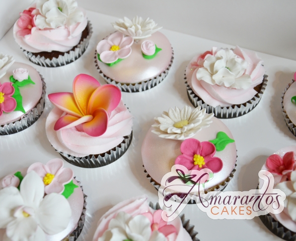 Floral Cup Cakes Frangipani - Amarantos Designer Cakes Melbourne