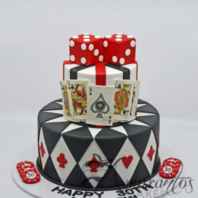 NC485 Two Tier Casino Themed Cake - Amarantos Custom Made Cakes Melbourne