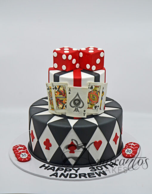 NC485 Two Tier Casino Themed Cake - Amarantos Custom Made Cakes Melbourne