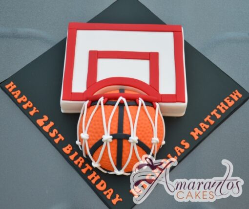 Basket Ball and Hoop Cake - Amarantos Designer Cakes Melbourne