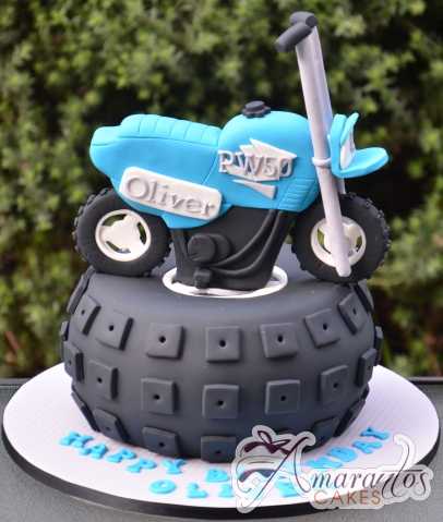 Tyre with Motorbike Cake - Amarantos Designer Cakes Melbourne