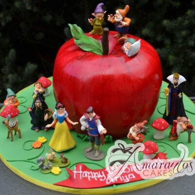 3D Apple With Snow White Characters Cake - Amarantos Designer Cakes Melbourne