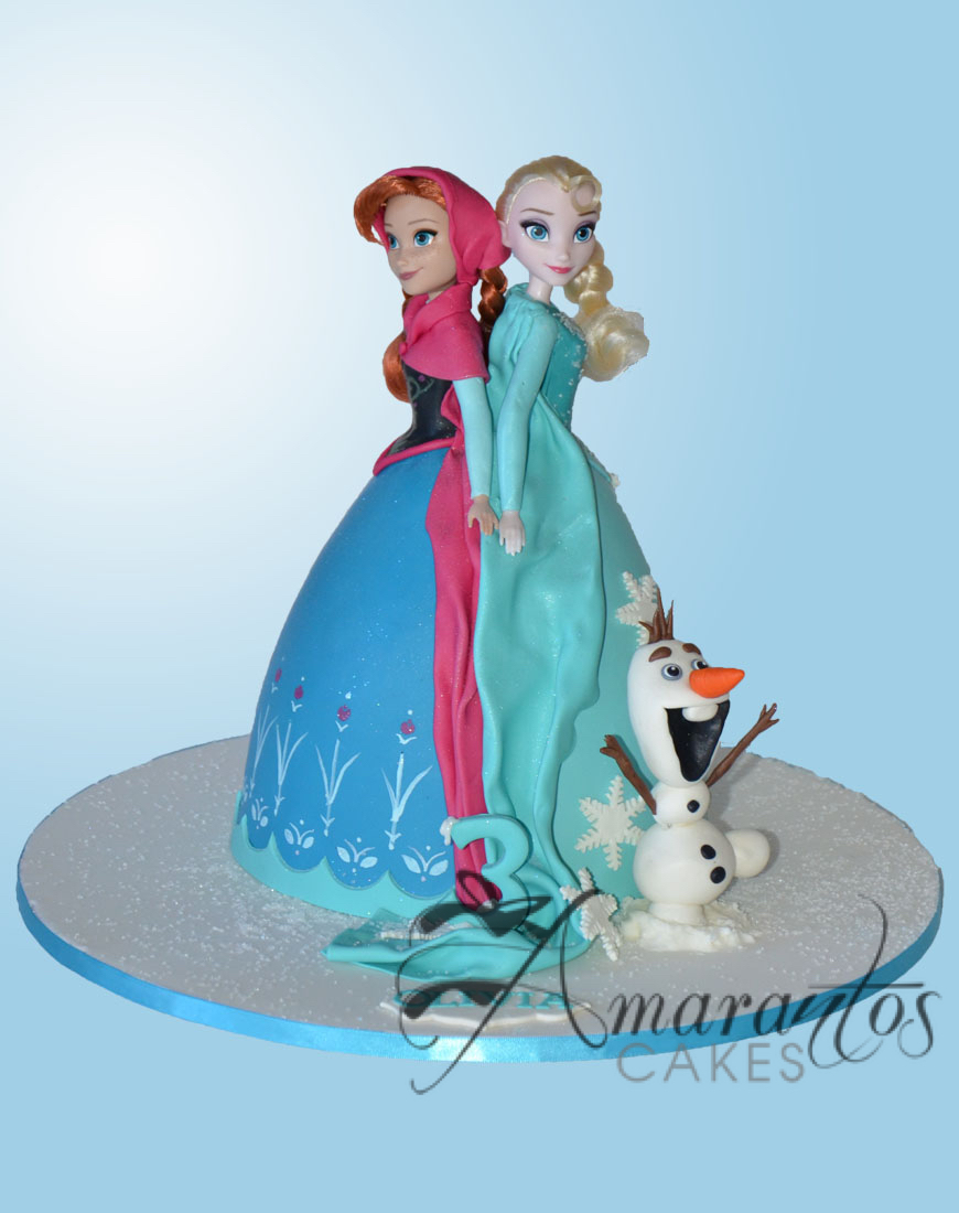 Elsa and Anna Doll Cake - Amarantos Cakes - NC94