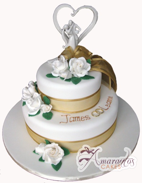 Two tier Cake with Flowers - Amarantos Cakes Melbourne