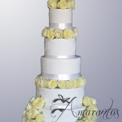 Five Tier Wedding Cake - WC111 - Amarantos Wedding Cakes Melbourne