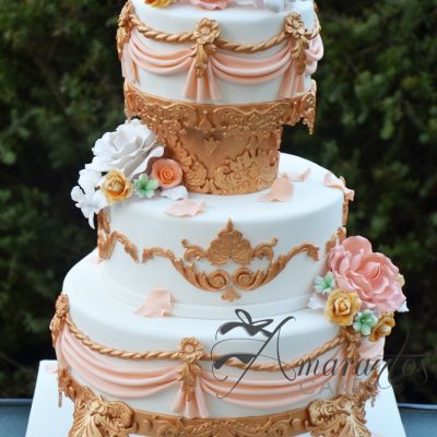 Three tier vintage Wedding Cake - WC115 - Amarantos Cakes