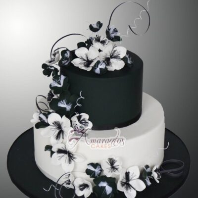 Two tier black and white cake WC16