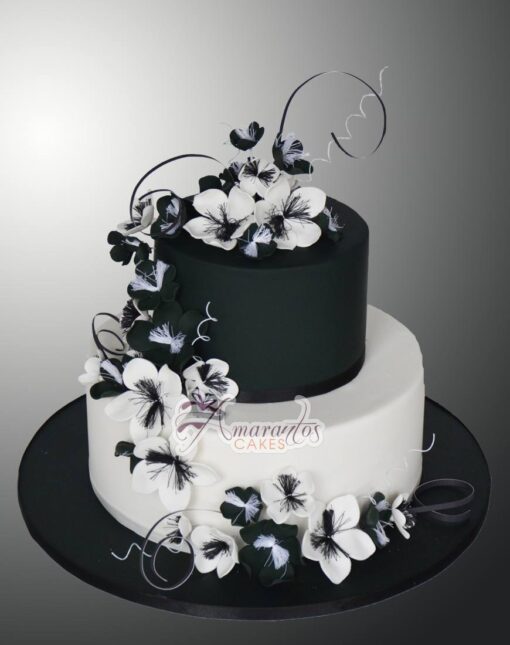 Two tier black and white cake WC16