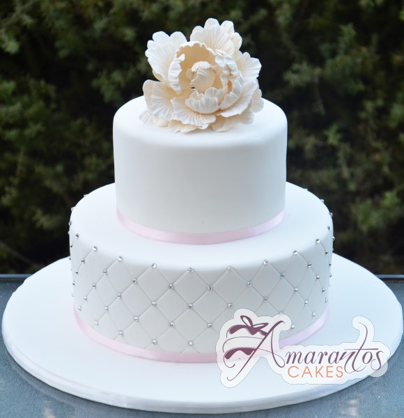 Two Tier With Flower Cake - Amarantos Custom Design Cakes Melbourne