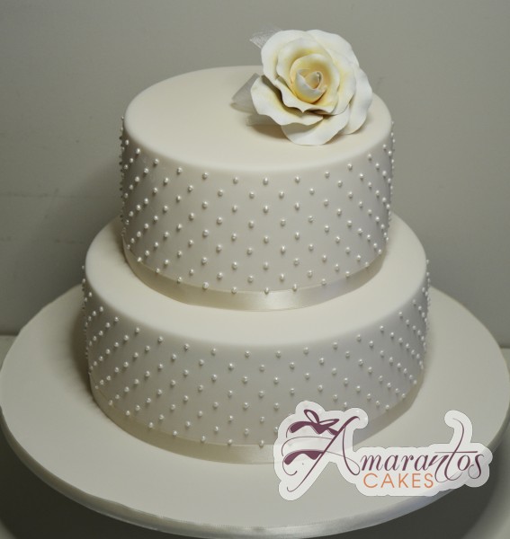 Two Tier With Beads and Flower Cake - Amarantos Designer Cakes Melbourne