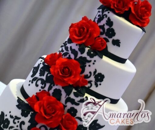 Four Tier with Roses Cake - Amarantos Designer Cakes Melbourne