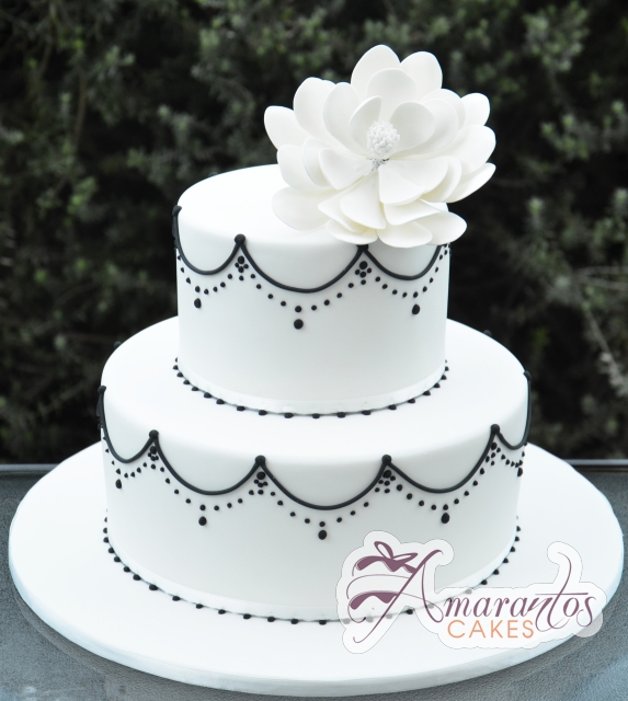 Beautiful elegant black white cake - - Amarantos Designer Cakes Melbourne