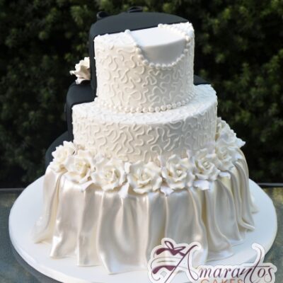 Three Tier Half and Half Wedding Cake - Amarantos Custom Made Cakes Melbourne