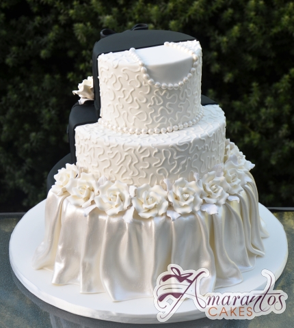 Three Tier Half and Half Wedding Cake - Amarantos Custom Made Cakes Melbourne