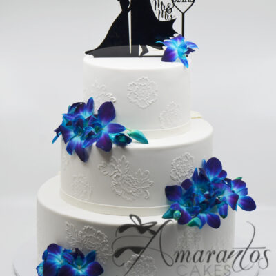 WC43 Three tier Wedding cake with batman theme on Back
