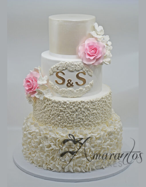 Four tier Textured Wedding Cake - WC48