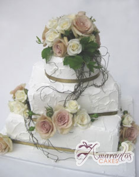 Three Tier Cake - WC76 - Amarantos Wedding Cakes Melbourne