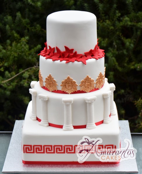 Four Tier Grecian themed Cake - Amarantos Cakes Melbourne